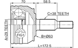 2310-T5WD - OUTER CV JOINT 29X63X38
