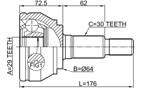 2310-TOUAR - OUTER CV JOINT 29X64X30