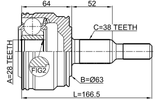 2310-TOUARR - OUTER CV JOINT REAR 28X63X38