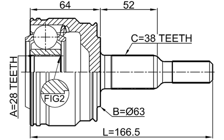 2310-TOUARR - OUTER CV JOINT REAR 28X63X38