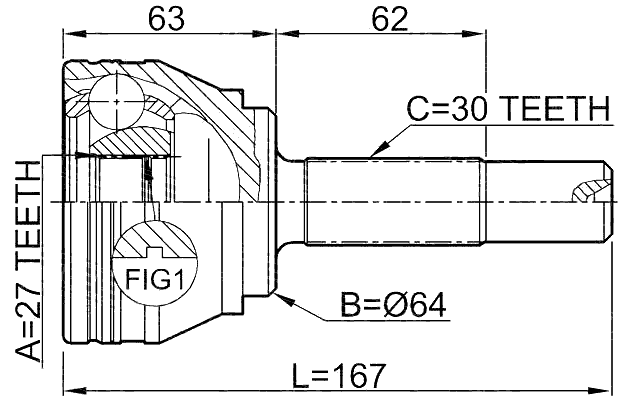 2310-TOUR - OUTER CV JOINT 27X64X30