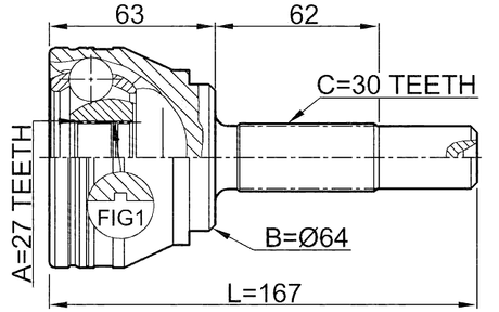 2310-TOUR - OUTER CV JOINT 27X64X30