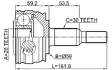 2310-TRANRR - OUTER CV JOINT REAR 28X59X38