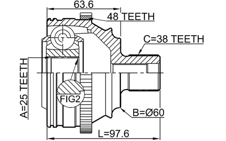 2310-TRSYNA48 - OUTER CV JOINT 25X60X38