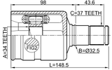 2311-5N1LH - INNER CV JOINT LEFT 34X31X37