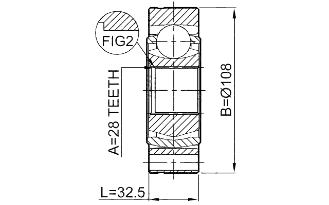 2311-B6 - INNER CV JOINT 28X108