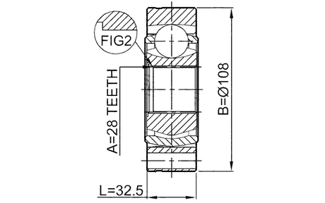 2311-B6 - INNER CV JOINT 28X108