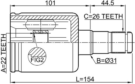 2311-PV - INNER CV JOINT LEFT 22X31X26