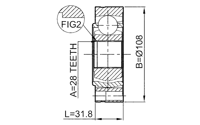 2311-T5 - INNER CV JOINT 28X108