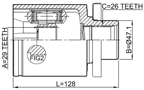 2311-T5ATLH - INNER CV JOINT LEFT 29X47.1X26