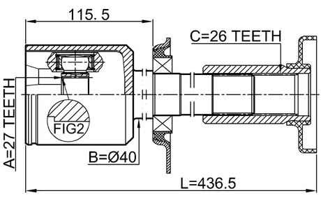 2311-T5ATRH - INNER CV JOINT RIGHT 27X40X26