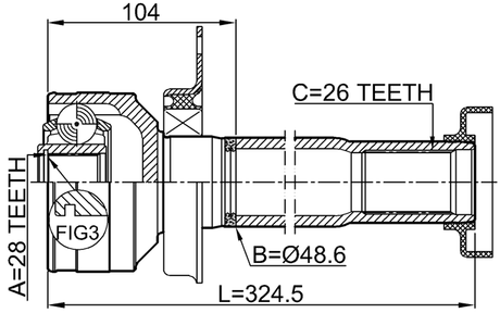 2311-T5DRH - INNER CV JOINT RIGHT 28X48.6X26