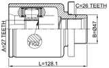 2311-T5LH - INNER CV JOINT LEFT 27X47X26
