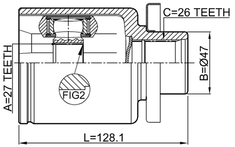 2311-T5LH - INNER CV JOINT LEFT 27X47X26