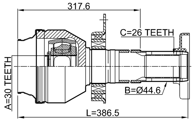 2311-T5MT6RH - FRONT INNER CV JOINT RIGHT 30X44.6X26