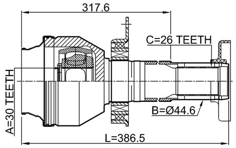 2311-T5MT6RH - FRONT INNER CV JOINT RIGHT 30X44.6X26