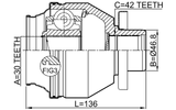 2311-T6MTLH - INNER CV JOINT LEFT 30X46.8X42