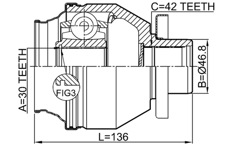 2311-T6MTLH - INNER CV JOINT LEFT 30X46.8X42