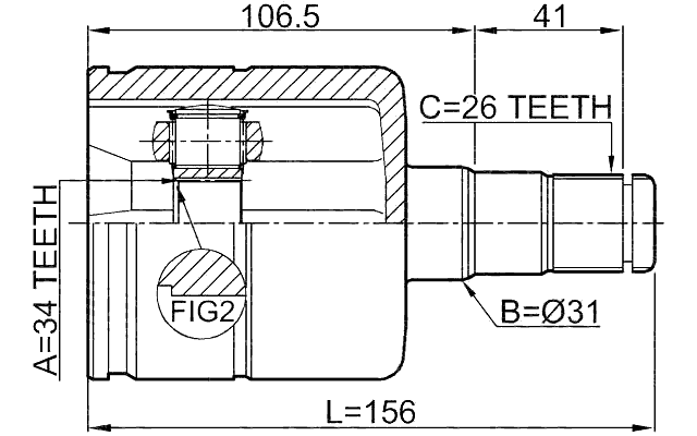 2311-TATLH - INNER CV JOINT LEFT 34X31X26