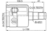 2311-TATLH - INNER CV JOINT LEFT 34X31X26