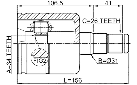 2311-TATLH - INNER CV JOINT LEFT 34X31X26