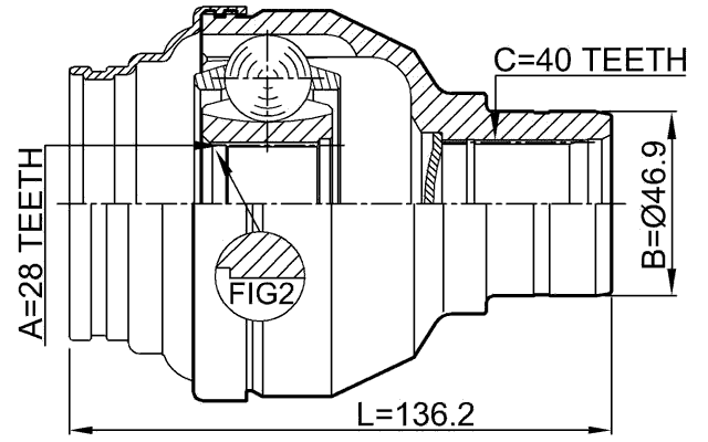 2311-TMT - INNER CV JOINT LEFT 28X47X40