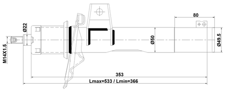 23110-008F - FRONT SHOCK ABSORBER GAS.TWIN TUBE