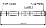 2312-TIGRH - AXLE HALF SHAFT RIGHT 34X474X27