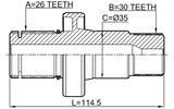 2312-TRANST5 - AXLE HALF SHAFT LEFT 30X114.5X26
