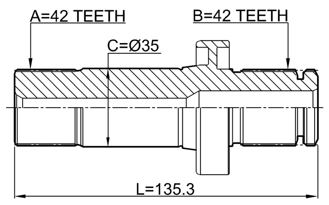 2312-TRT5LH - AXLE HALF SHAFT RIGHT 42X135.3X42