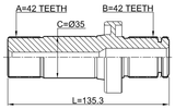 2312-TRT5LH - AXLE HALF SHAFT RIGHT 42X135.3X42