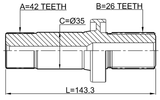 2312-TRT5RH - AXLE HALF SHAFT RIGHT 42X143.3X26