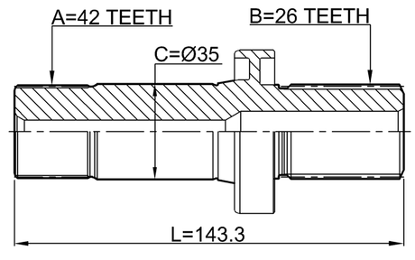 2312-TRT5RH - AXLE HALF SHAFT RIGHT 42X143.3X26