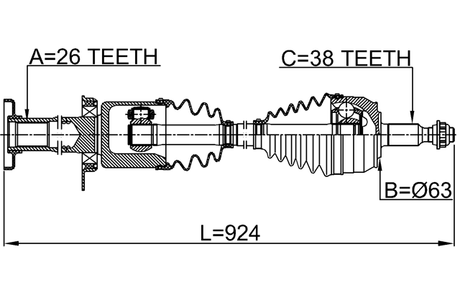 2314-7HRH - CV AXLE SHAFT ASSEMBLY RIGHT 26?953?38