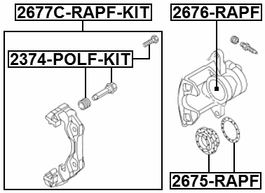2374-POLF-KIT - FRONT CALIPER SLIDE PIN KIT (SET FOR ONE SIDE)
