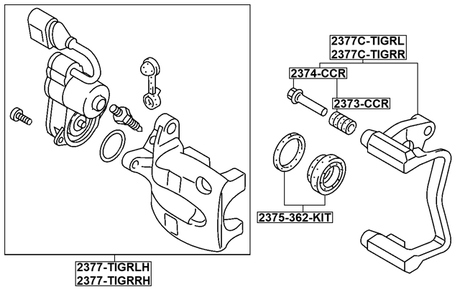 2377-TIGRRH - REAR RIGHT BRAKE CALIPER ASSEMBLY (INCLUDING SERVO MOTOR WITH BRACKET)