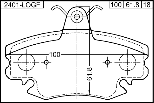 2401-LOGF - PAD KIT, DISC BRAKE, FRONT - KIT (INCLUDING BOLTS, WITH ANTI SQUEAL SHIM)