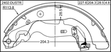 2402-DUSTR - SHOE KIT, REAR BRAKE (WITH PARKING BRAKE LEVER)