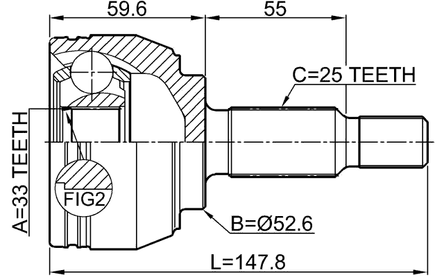 2410-DUST - OUTER CV JOINT 33X52.6X25