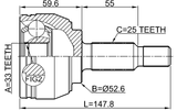 2410-DUST - OUTER CV JOINT 33X52.6X25