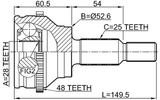 2410-DUSTA48R - OUTER CV JOINT REAR 28X52.6X25