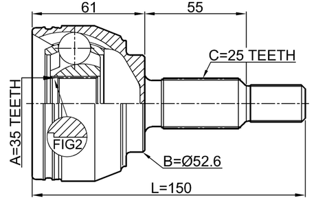 2410-DUSTAWD - OUTER CV JOINT 35X52.6X25