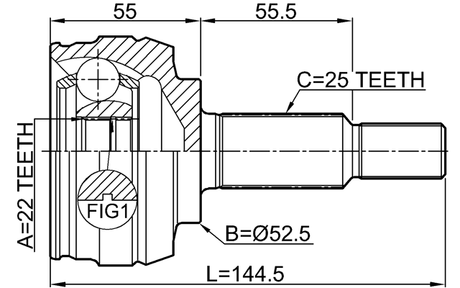 2410-FLUE - OUTER CV JOINT 22X52.5X25