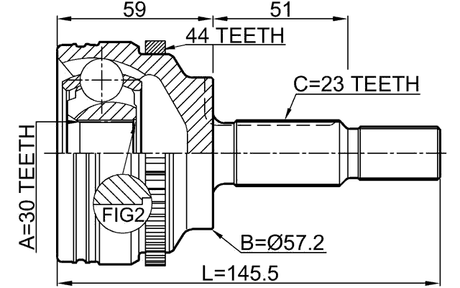 2410-KANGA44 - OUTER CV JOINT 30X57.2X23