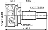 2410-KANGII - OUTER CV JOINT 22X56.6X27