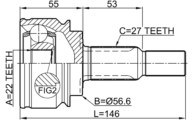 2410-KANII - OUTER CV JOINT 22X56.6X27