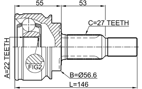 2410-KANII - OUTER CV JOINT 22X56.6X27