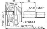 2410-LOGA26 - OUTER CV JOINT 30X52.3X21