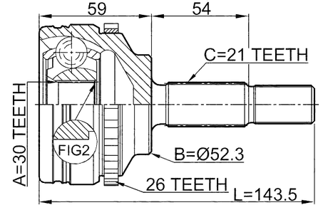 2410-LOGA26 - OUTER CV JOINT 30X52.3X21