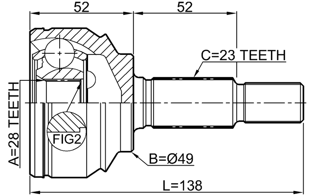 2410-LOGII - OUTER CV JOINT 28X49X23